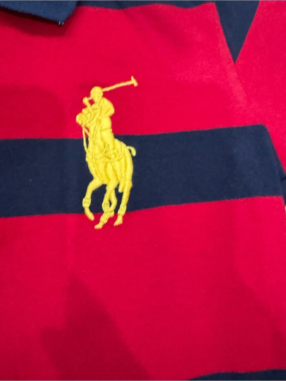 Polo Ralph Lauren Girls Large Big Pony Striped Polo Dress Red Navy Yellow